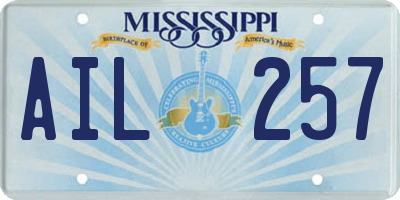 MS license plate AIL257