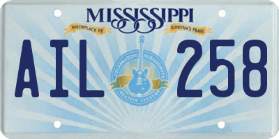 MS license plate AIL258