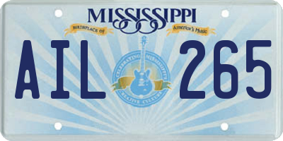 MS license plate AIL265