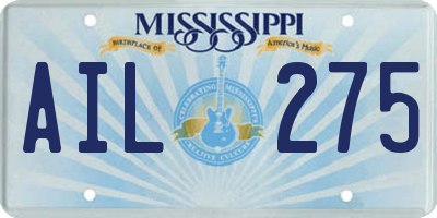 MS license plate AIL275