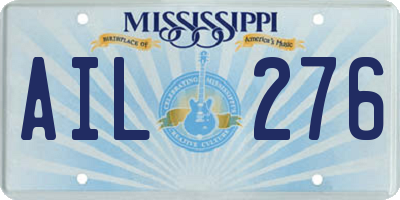 MS license plate AIL276