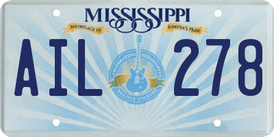 MS license plate AIL278