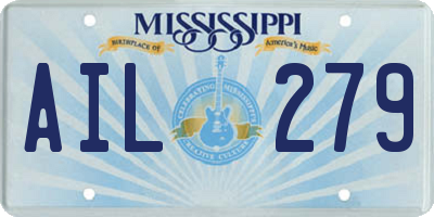 MS license plate AIL279