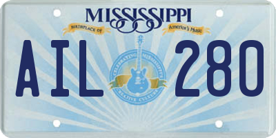 MS license plate AIL280
