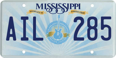 MS license plate AIL285