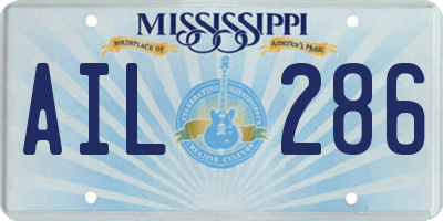 MS license plate AIL286