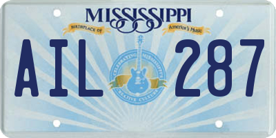 MS license plate AIL287