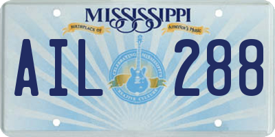 MS license plate AIL288