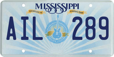 MS license plate AIL289