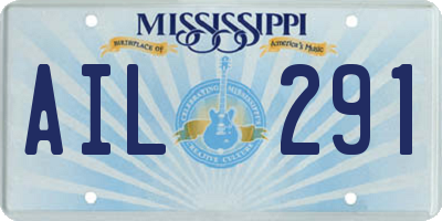 MS license plate AIL291