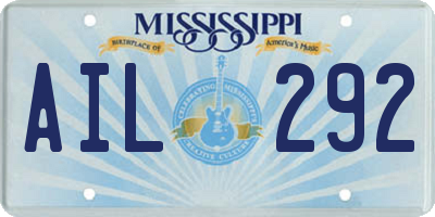 MS license plate AIL292