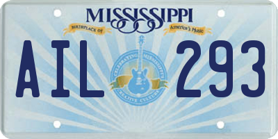MS license plate AIL293