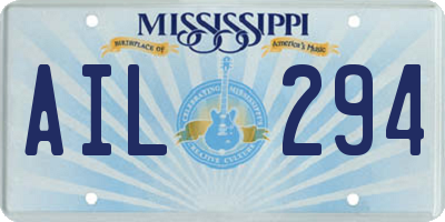 MS license plate AIL294