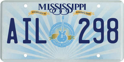 MS license plate AIL298
