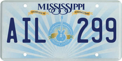 MS license plate AIL299