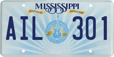 MS license plate AIL301