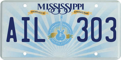 MS license plate AIL303