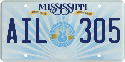 MS license plate AIL305