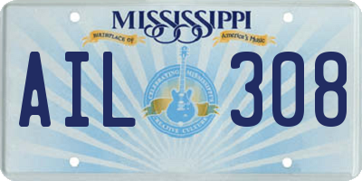 MS license plate AIL308