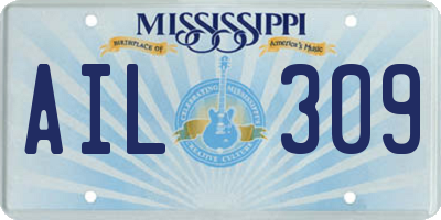 MS license plate AIL309