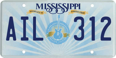 MS license plate AIL312