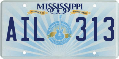 MS license plate AIL313