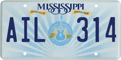 MS license plate AIL314