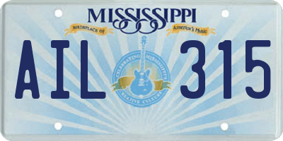 MS license plate AIL315