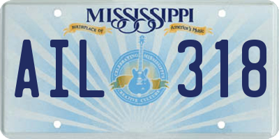 MS license plate AIL318
