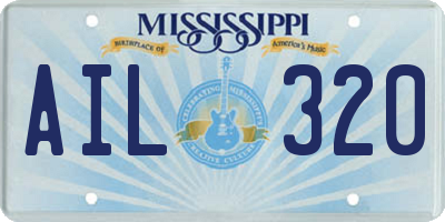 MS license plate AIL320