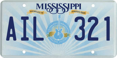 MS license plate AIL321