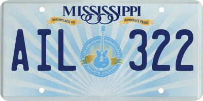 MS license plate AIL322