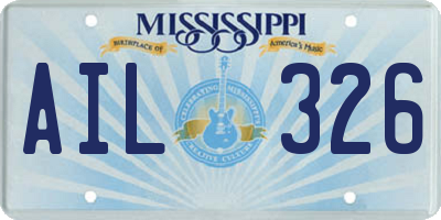 MS license plate AIL326