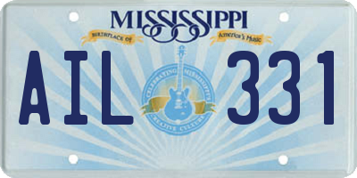 MS license plate AIL331