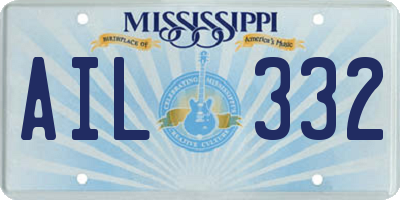 MS license plate AIL332