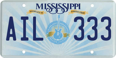MS license plate AIL333