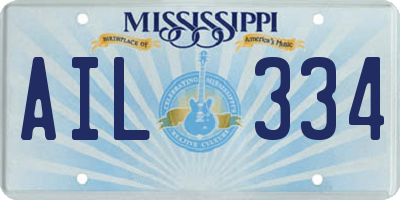 MS license plate AIL334