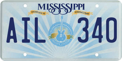 MS license plate AIL340