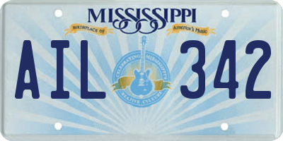 MS license plate AIL342