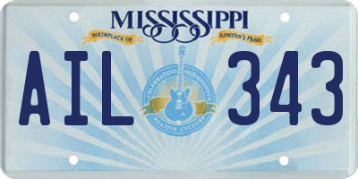 MS license plate AIL343