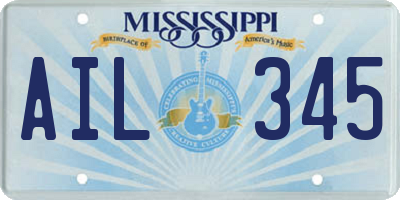 MS license plate AIL345