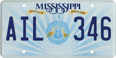MS license plate AIL346