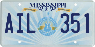 MS license plate AIL351