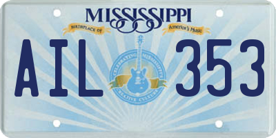 MS license plate AIL353