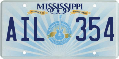 MS license plate AIL354