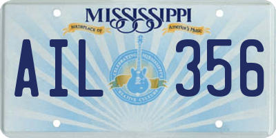 MS license plate AIL356