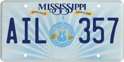 MS license plate AIL357