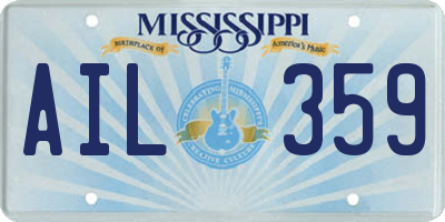 MS license plate AIL359