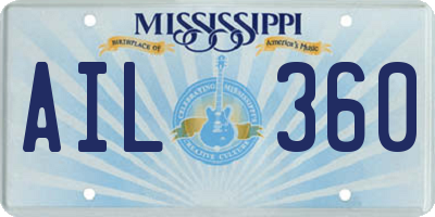 MS license plate AIL360