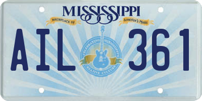 MS license plate AIL361